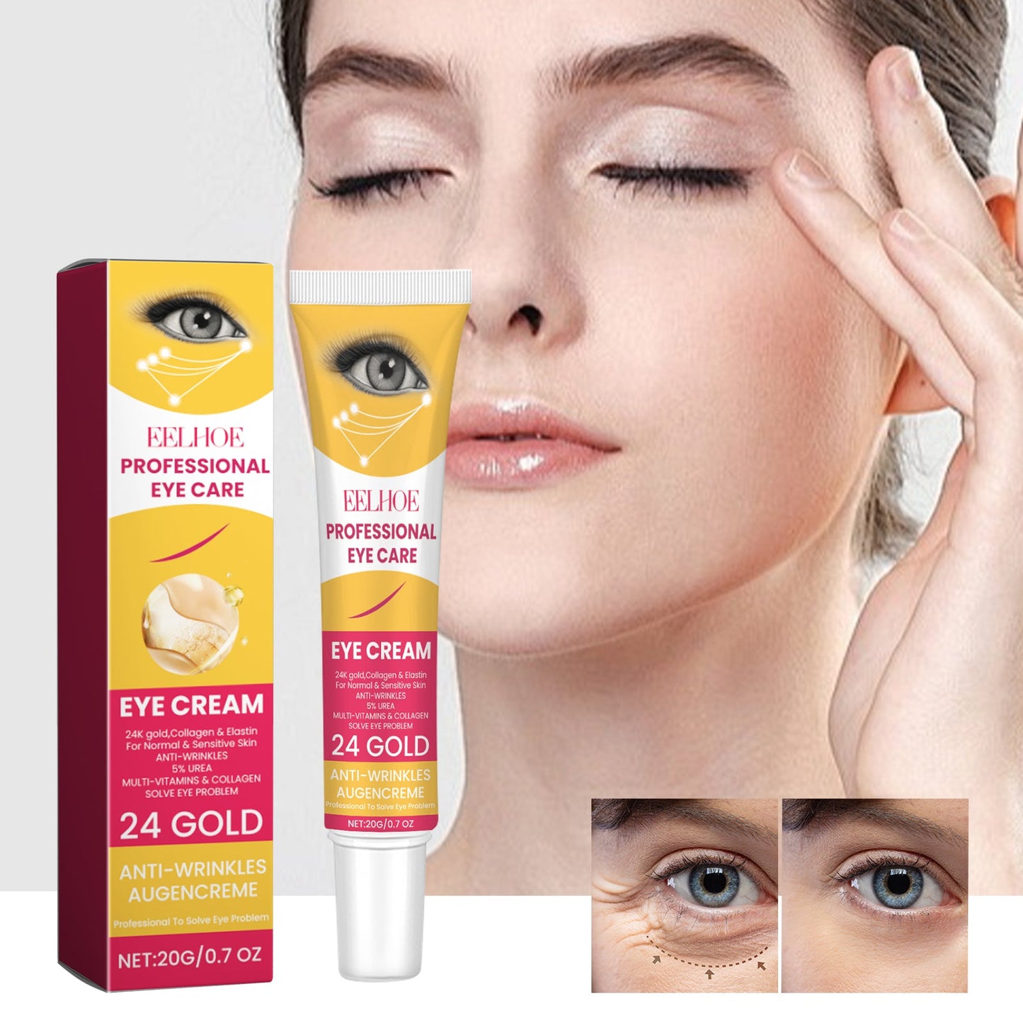 EELHOE Eye Cream, Reduce Pouch Black Rim Of The Eye Brighten The Skin Moisturizing Eye Anti Aging