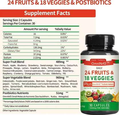 OmniNrf2 Postbiotic Fruit & Veggie Capsules