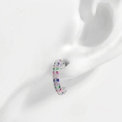 925 Sterling Silver Contrast Zircon Earrings