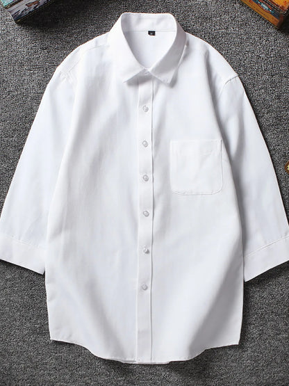 Men's Plus Size Casual Solid Color Button Up Shirt