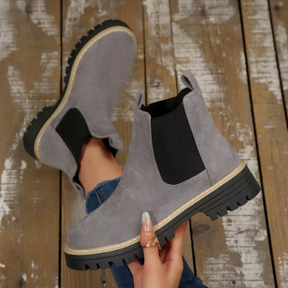 Round Toe Block Heels Boots