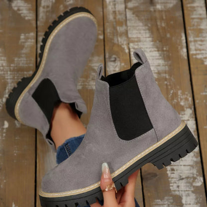 Round Toe Block Heels Boots
