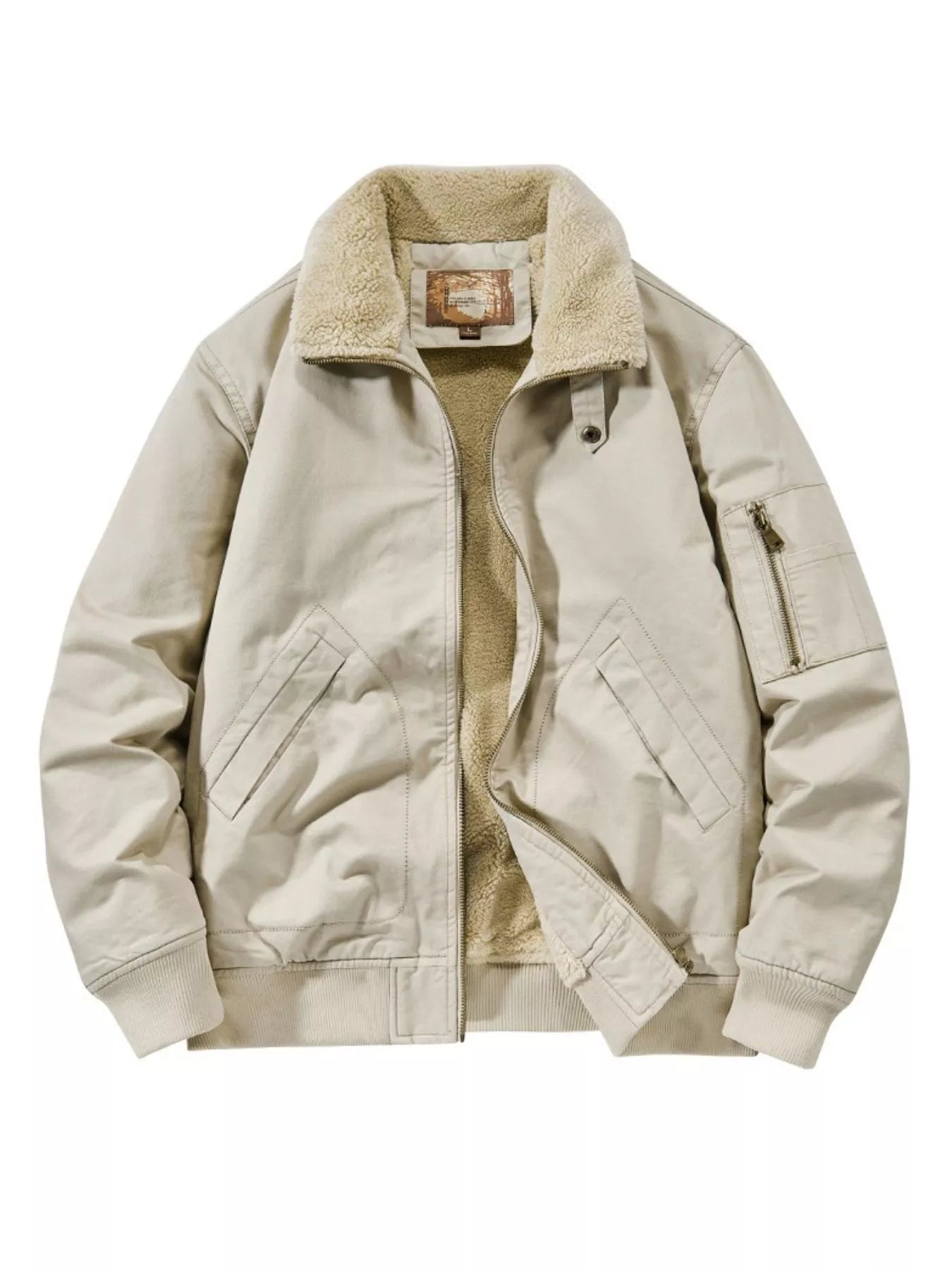 Men's Plus Size Zip Up Sherpa Lined Jacket