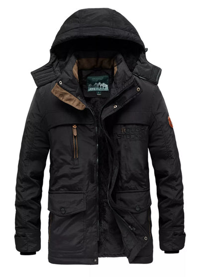 Men's Plus Size Zip Up Hooded Parka Coat