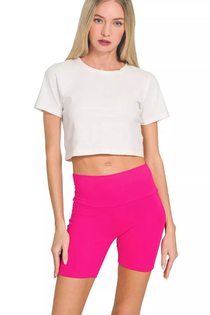 Zenana Brushed Dty Microfiber Top & Biker Shorts