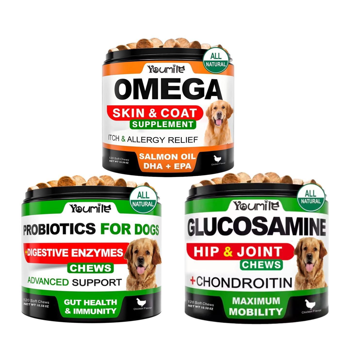 Youmile Probiotics For Dogs Soft Chews For Seasonal Allergies, Gut, And Digestive Health. Vet-Reviewed, Premium-Quality Ingredients - Supplements Dog  Vitamin Hip  And  Joint  Supplement