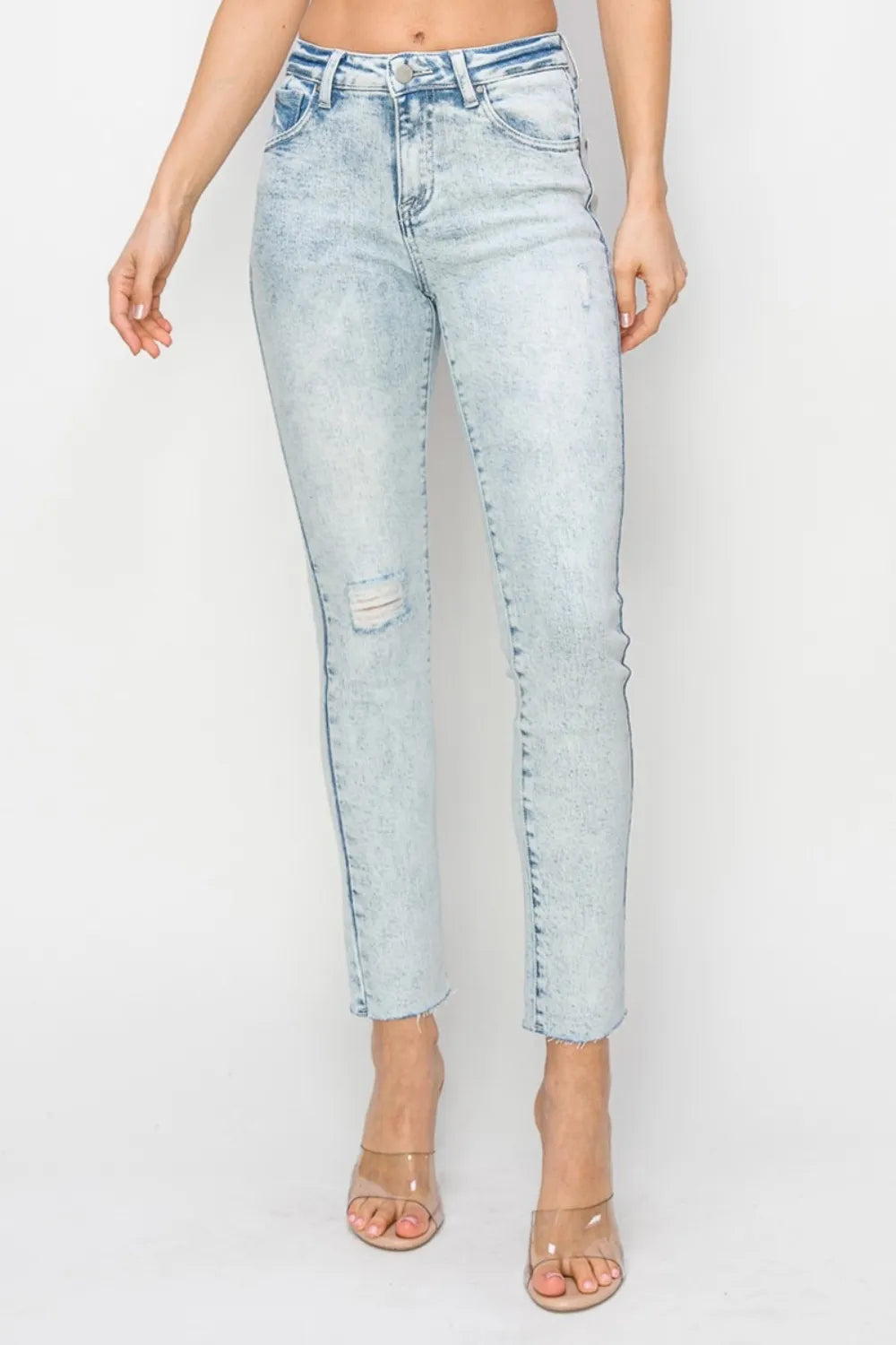 Risen Full Size High Rise Distressed Skinny Jeans