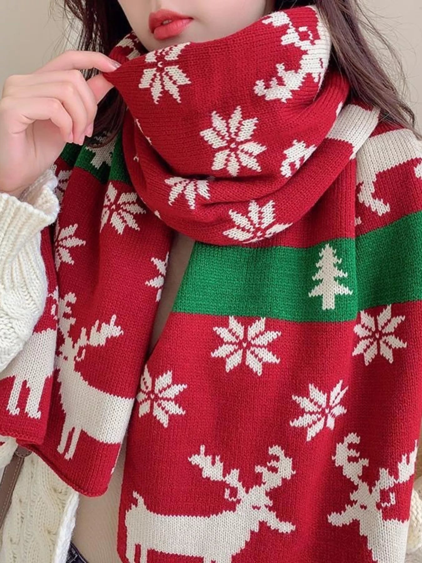 Christmas Reindeer Knitted Scarf