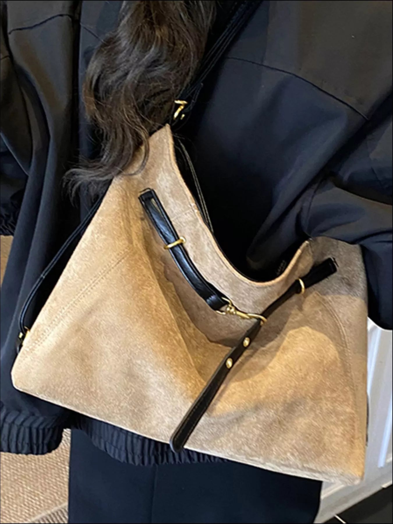 Vintage Suede Tote Bag