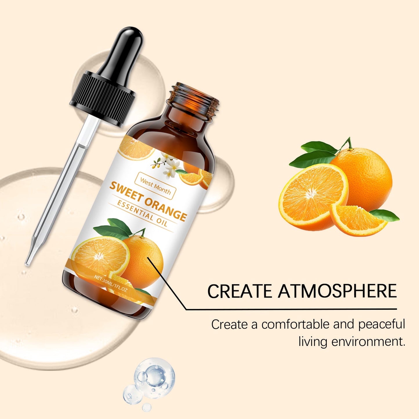 West Month Orange Soothing Care Essential Oil, Gently Hydrates, Moisturizes And Nourishes Delicate Skin. Plant Essential Oil