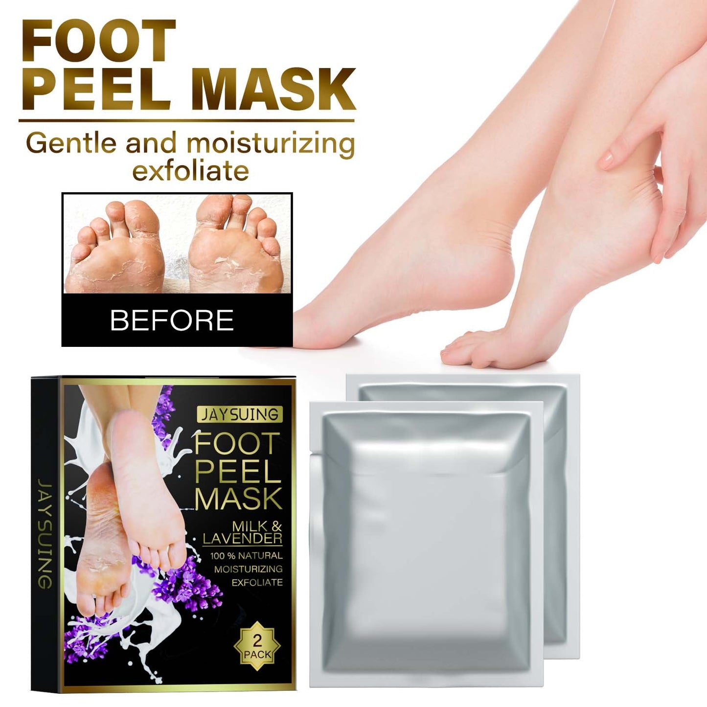 Jaysuing Lavender Exfoliating Foot Mask Exfoliating Foot Care Hydrating, Hydrating, Anti-chapping And Moisturizing Skin