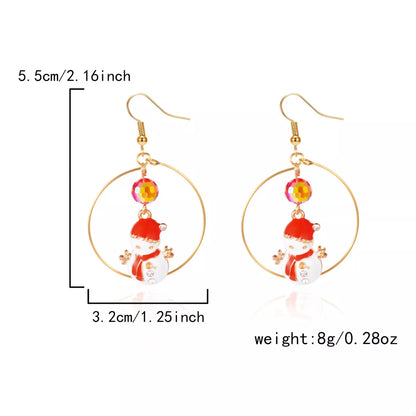 18K Gold-Plated Christmas Snowman Earrings