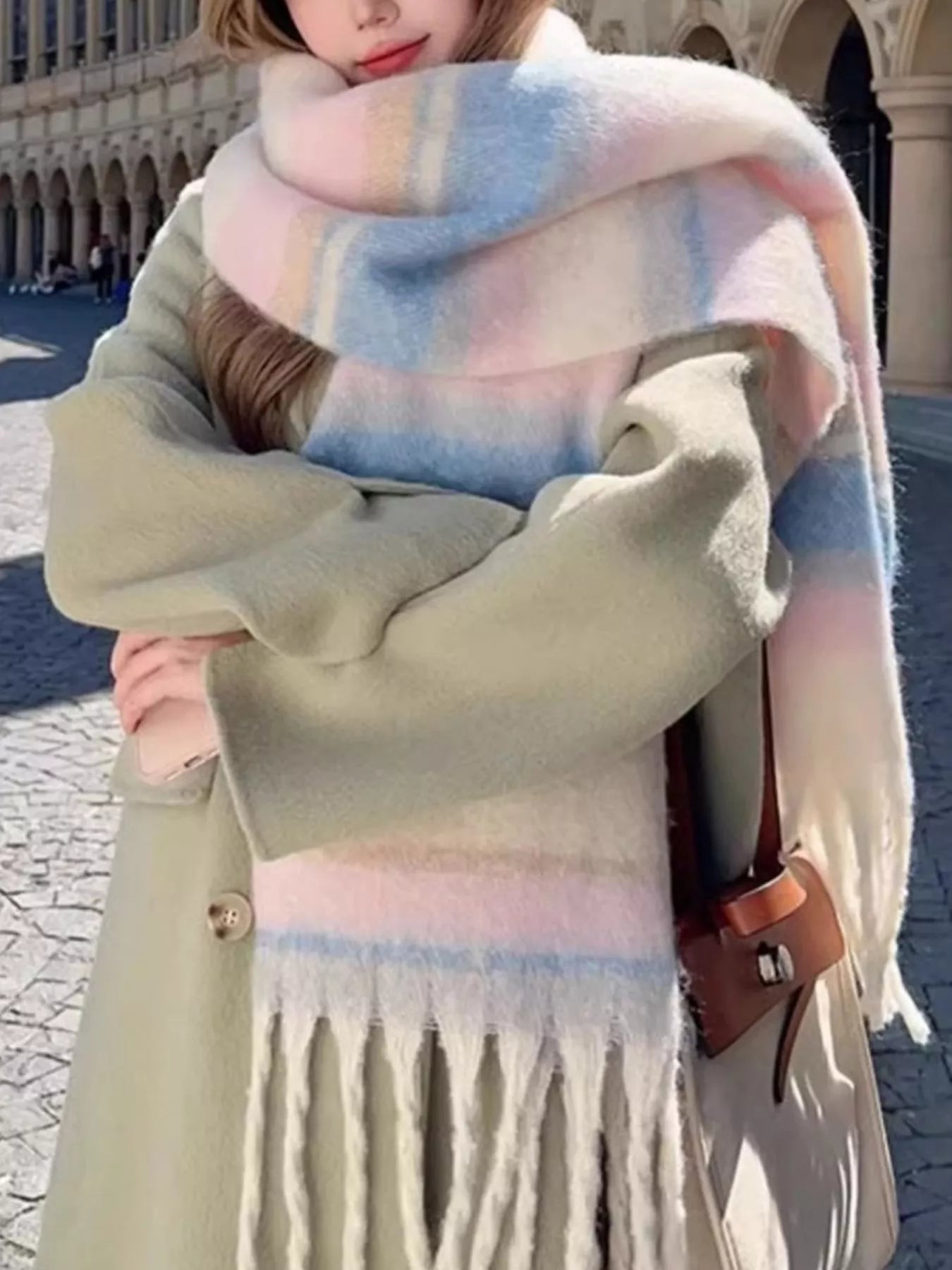 Striped Fringe Scarf