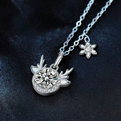1 Carat Moissanite 925 Sterling Silver Deer Antler Pendant Necklace