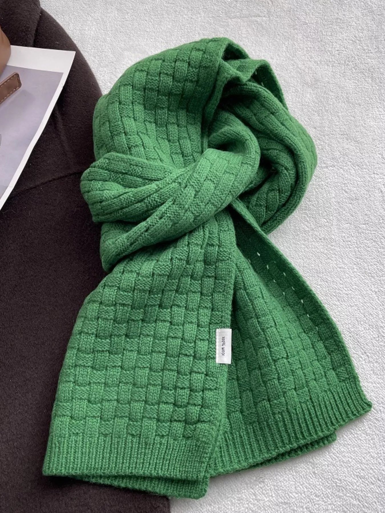 Wool Woven Pattern Knitted Scarf