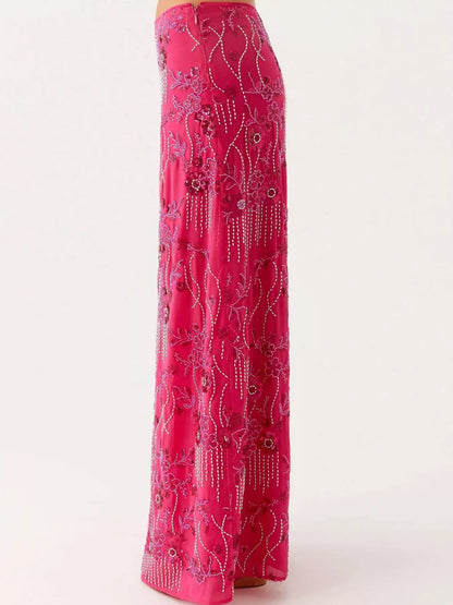 Embroidered Sequin Maxi Skirt