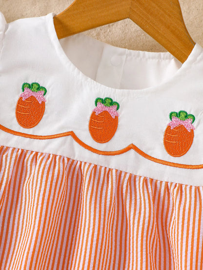 Children's Embroidered Striped Dress