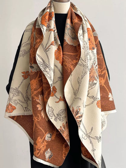 Floral Print Reversible Scarf