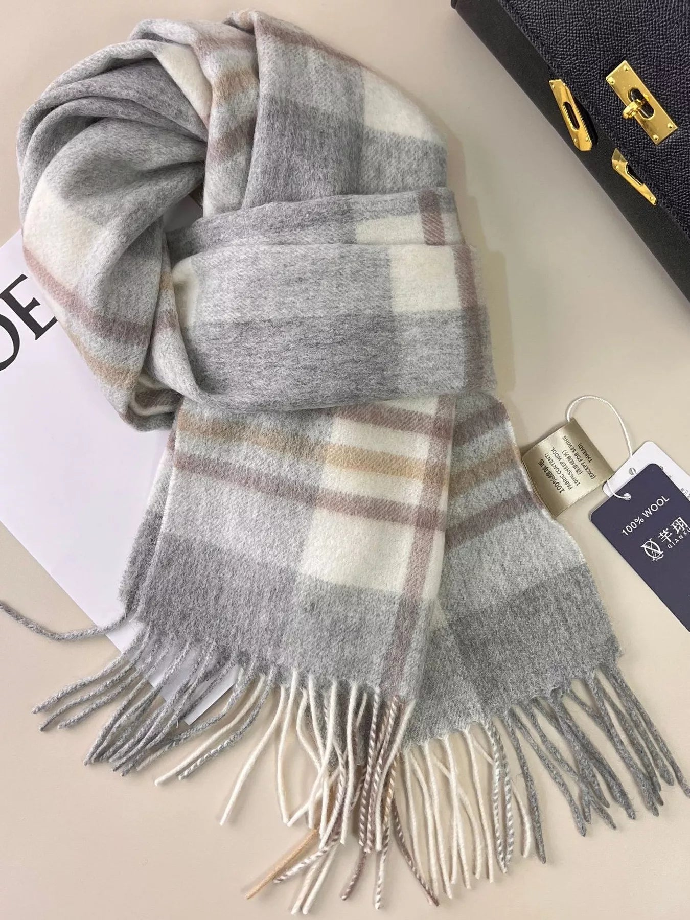 Plaid Fringe Scarf