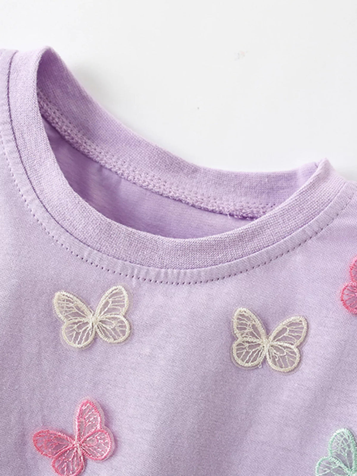 Children's Butterfly Applique Crew Neck T-Shirt