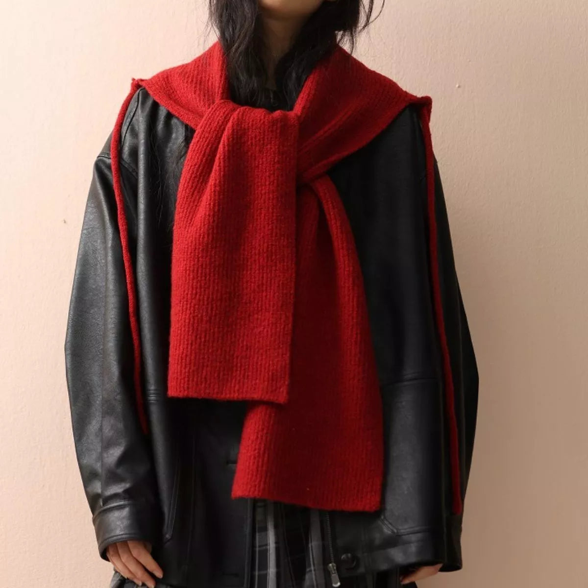 Cozy Knit Tie Scarf with Hooded Design