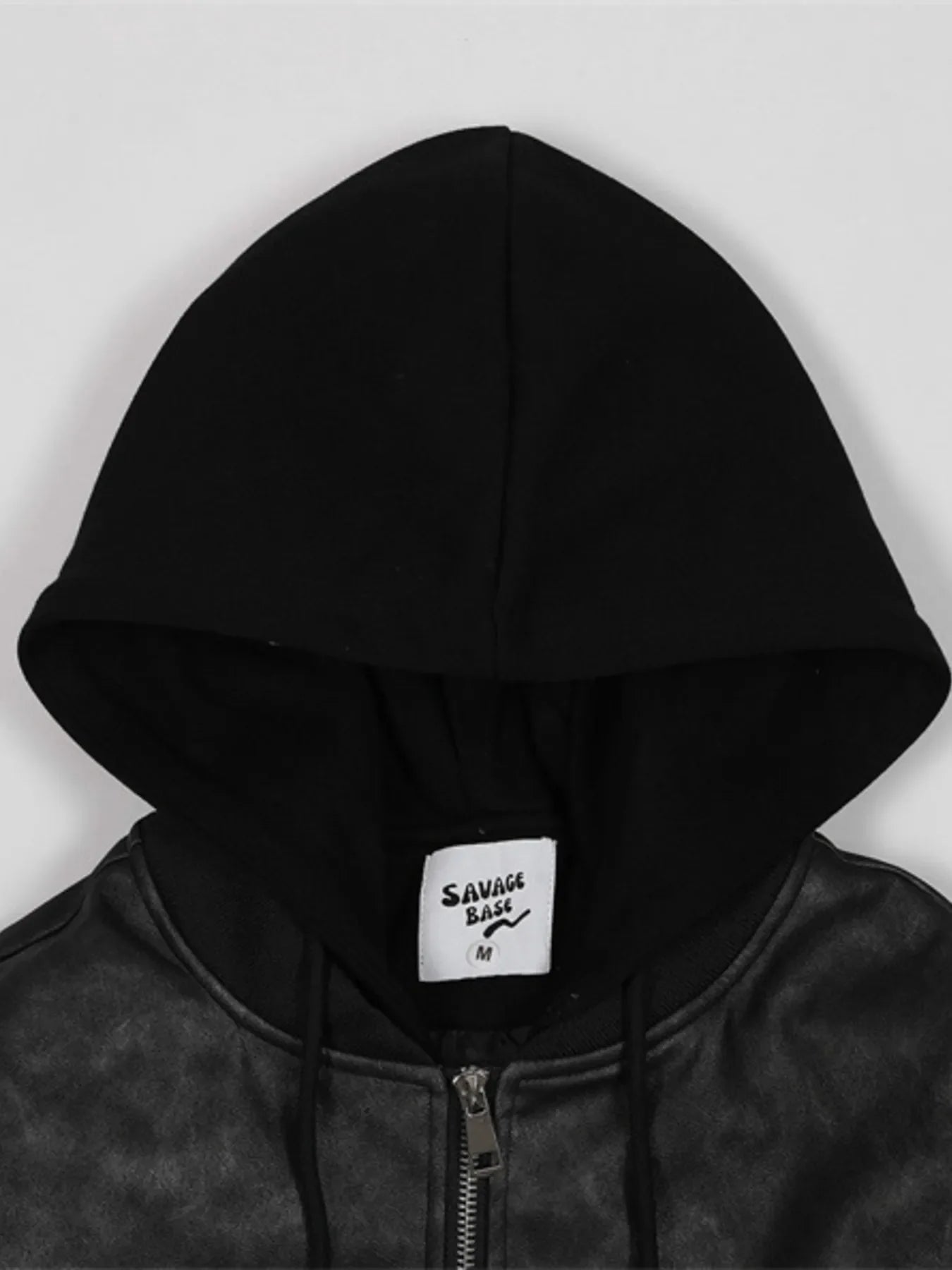 Men's Drawstring Washed Zip Up Hooded Jacket