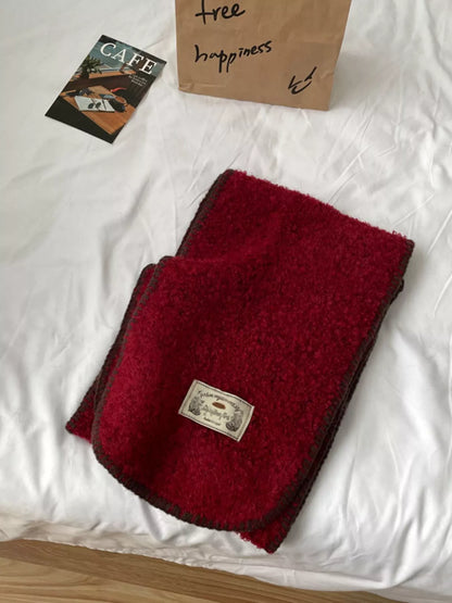 Contrast Trim Plush Winter Scarf