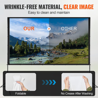 Projector Screen With Stand, 120 Inch 16:9 4K 1080 HD Outdoor Movie Screen With Stand, Wrinkle-Free Projection Screen With Tripods And Carry Bag, For Home Theater Cinema Backyard Movie Night