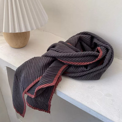 Contrast Trim Texture Warm Scarf