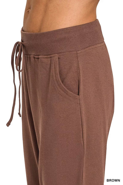 Zenana Drawstring Cotton Joggers with Pockets