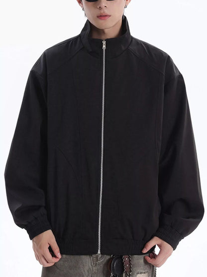 Men's Plus Size Stand Collar Zip Up Jacket
