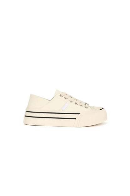 Round Toe Lace Up Platform Canvas Sneakers