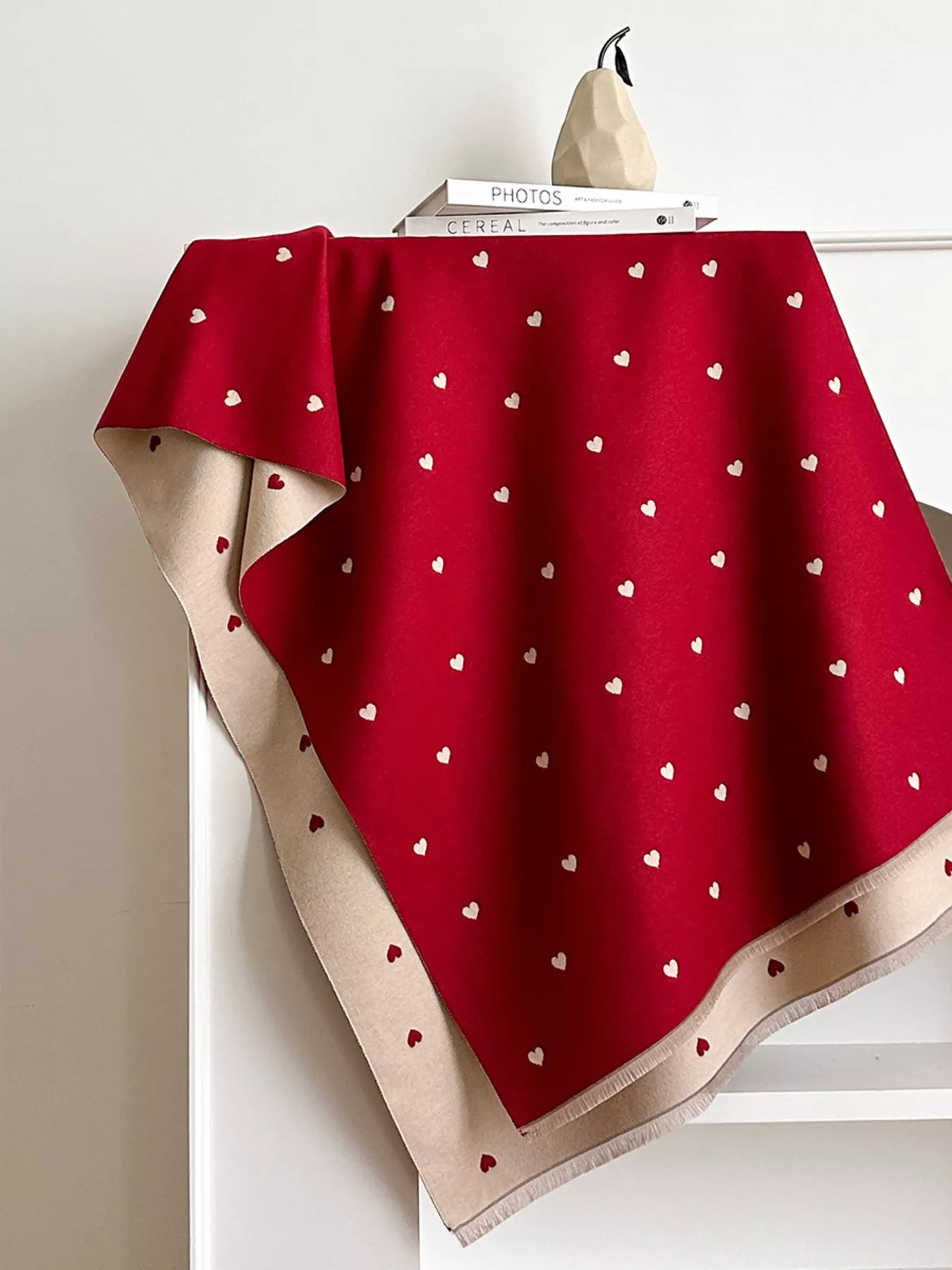 Heart Raw Hem Scarf