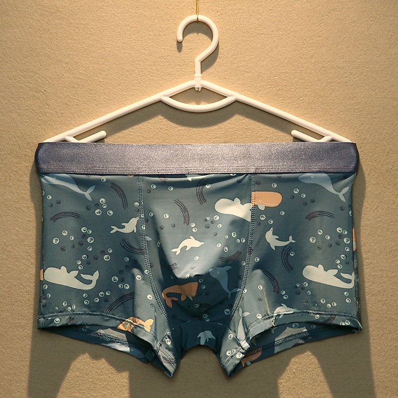 Youth Cartoon Printed Breathable Waist Boxer Shorts
