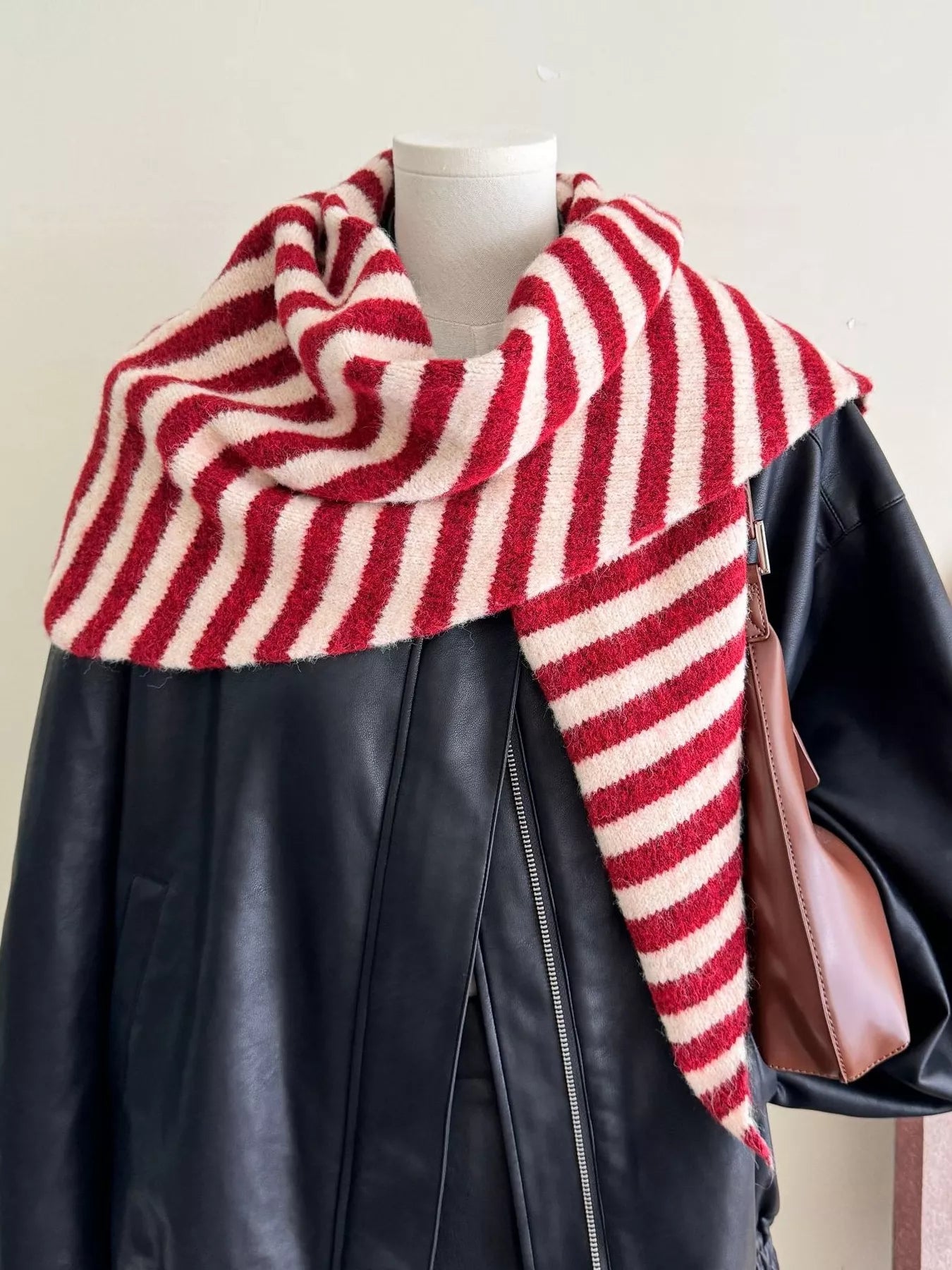 Striped Knitted Winter Scarf