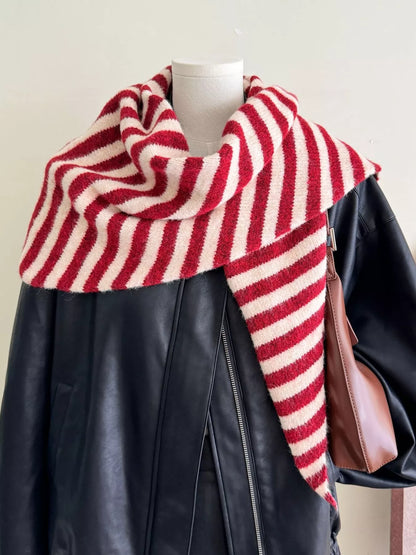 Striped Knitted Winter Scarf
