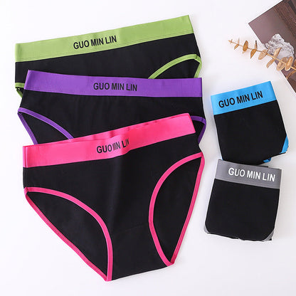 Cotton Women's Sports Mid-waist Letter Breathable Panties