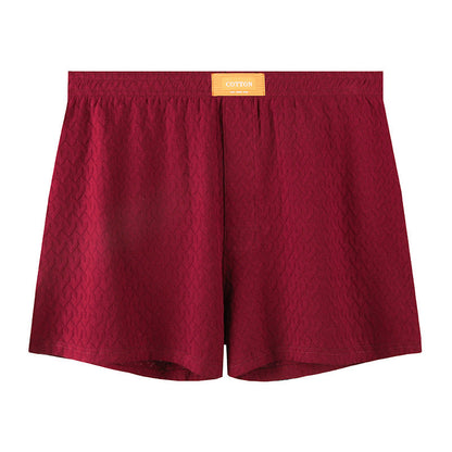 Mens Solid-color Mid-rise Textured Soft Boxer Briefs