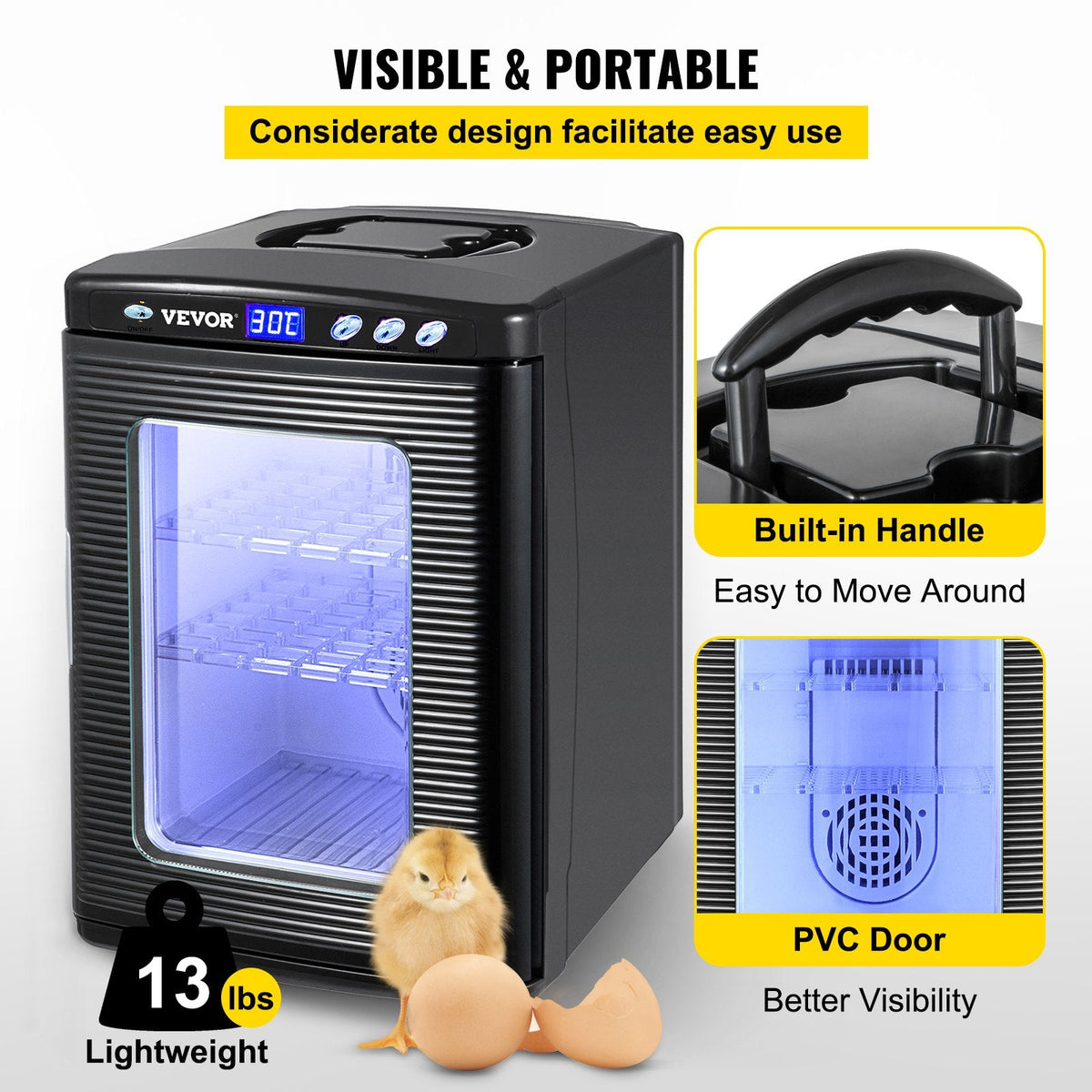 Black Reptile Incubator 25L Scientific Lab Incubator Digital Incubator Cooling And Heating 5-42°C Reptile Egg Incubator 12V/110V Work For Small Reptiles