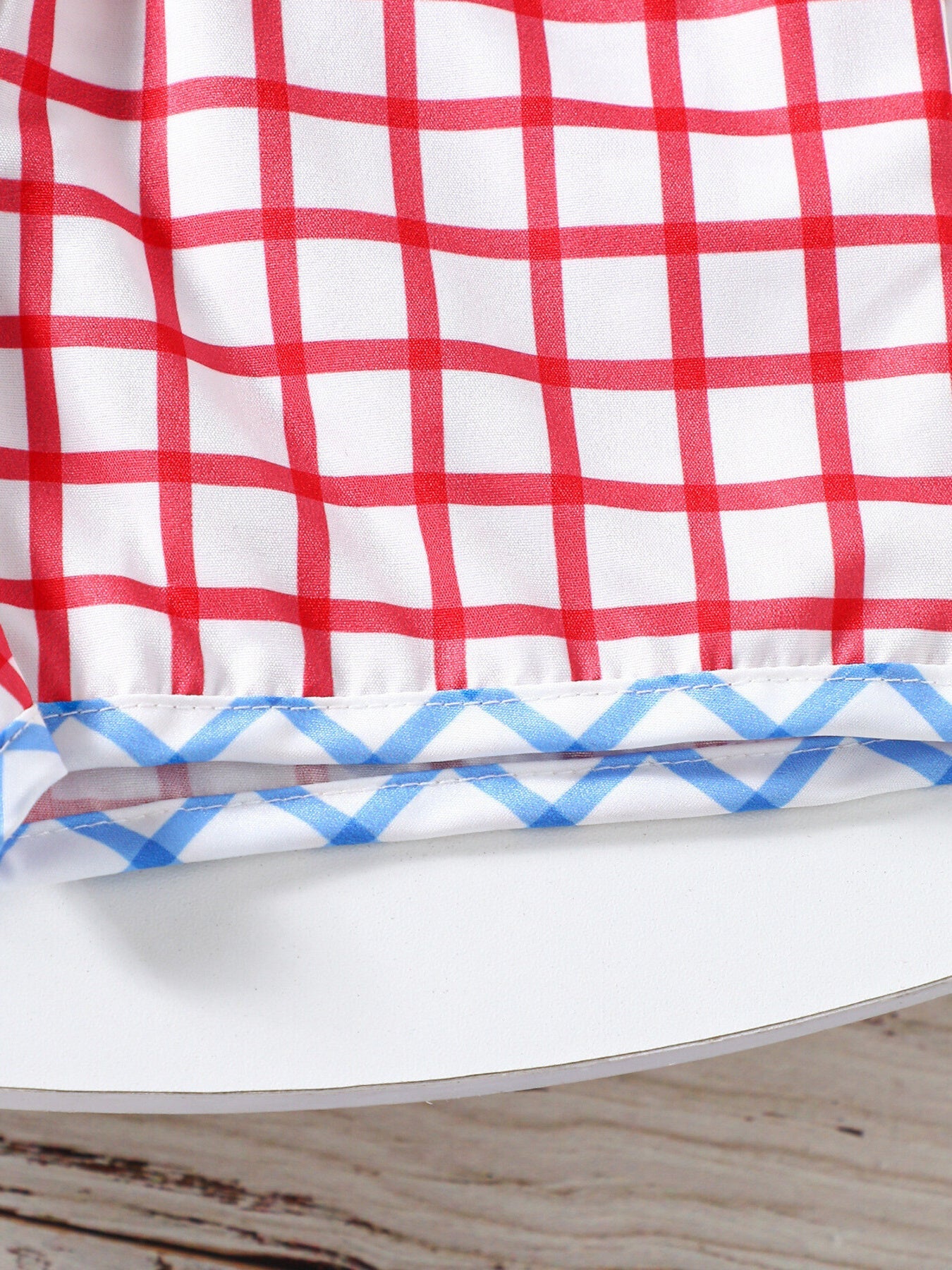 Children's Baseball Embroidered Top & Plaid Shorts Set