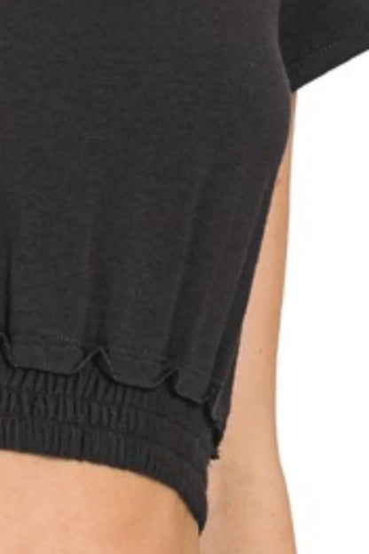Zenana Elastic Hem Crop Top