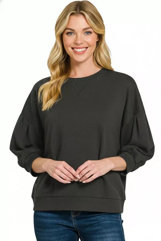 Zenana Scuba Dolman Sleeve Sweatshirt