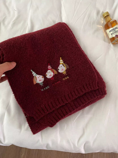 Embroidered Dog Plush Scarf