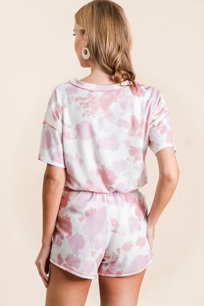 BiBi Tie Dye Print Terry Shorts With Side Pockets