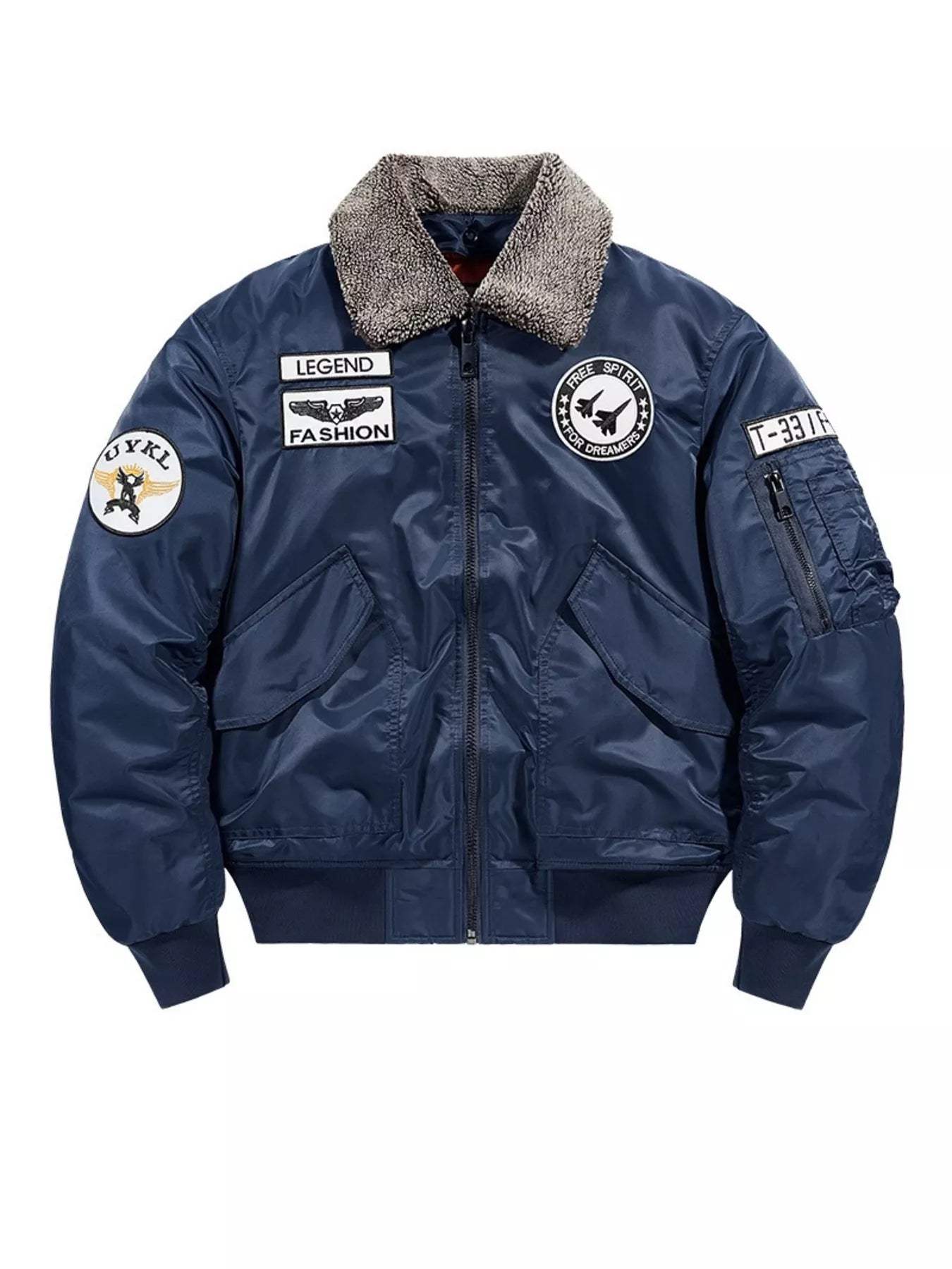 Men's Plus Size Embroidered Patches Bomber Jacket