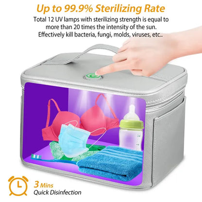 UV Disinfection Bag, Portable LED UV Sanitizer Box USB-Powered Travel UV Cleaner Bag