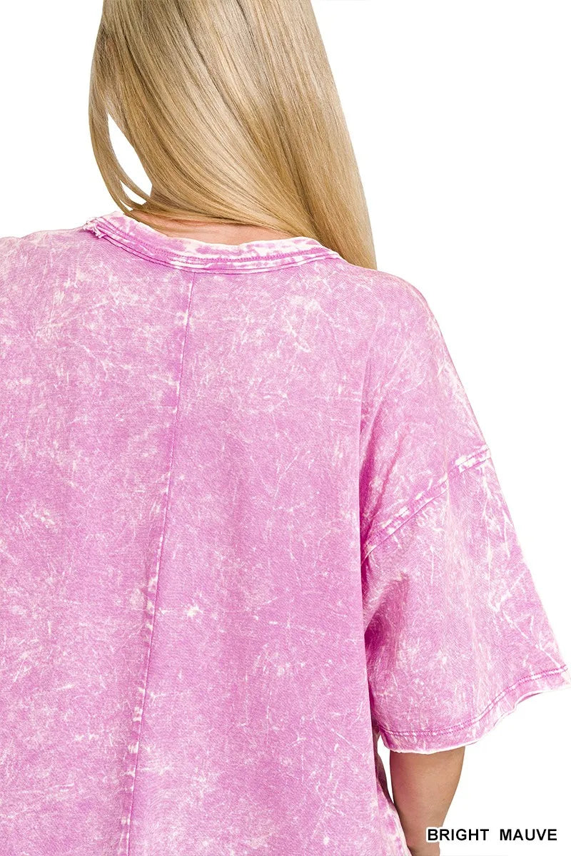 Zenana Acid Crinkle-Washed Oversized T-Shirt