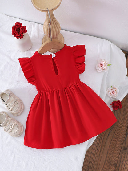 Children's Flower Ruffle Sleeve Dress