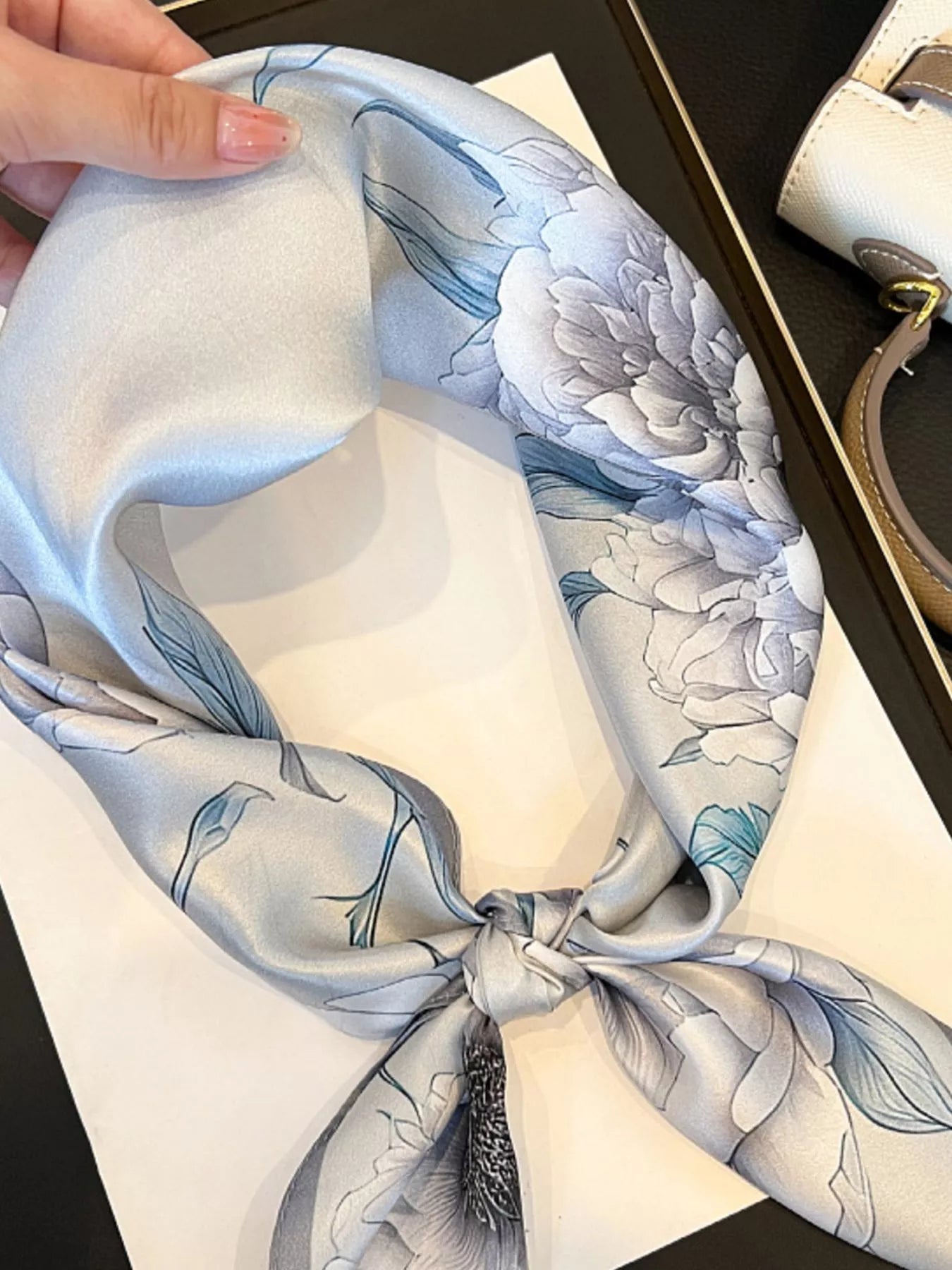 Floral Print Silk Square Scarf