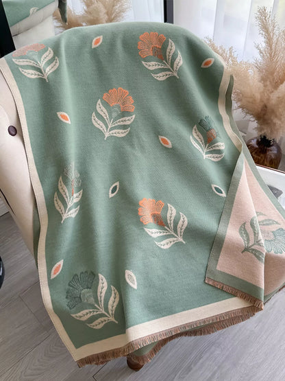 Printed Raw Hem Shawl